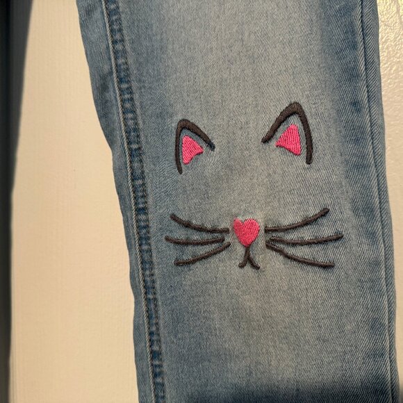 Justice Girls Embroidered Kitty Cat Light Wash Pull On Jeggings Size 10 EUC - Picture 6 of 12
